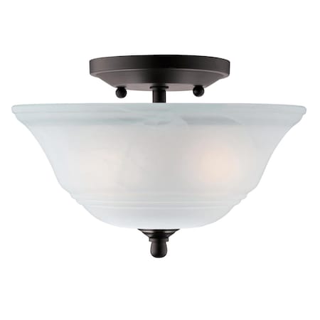 Westinghouse Fixture Ceiling SemiFlush-Mount 60W 2Lght Wensley 10.13In ORB White Alabstr 6622300
